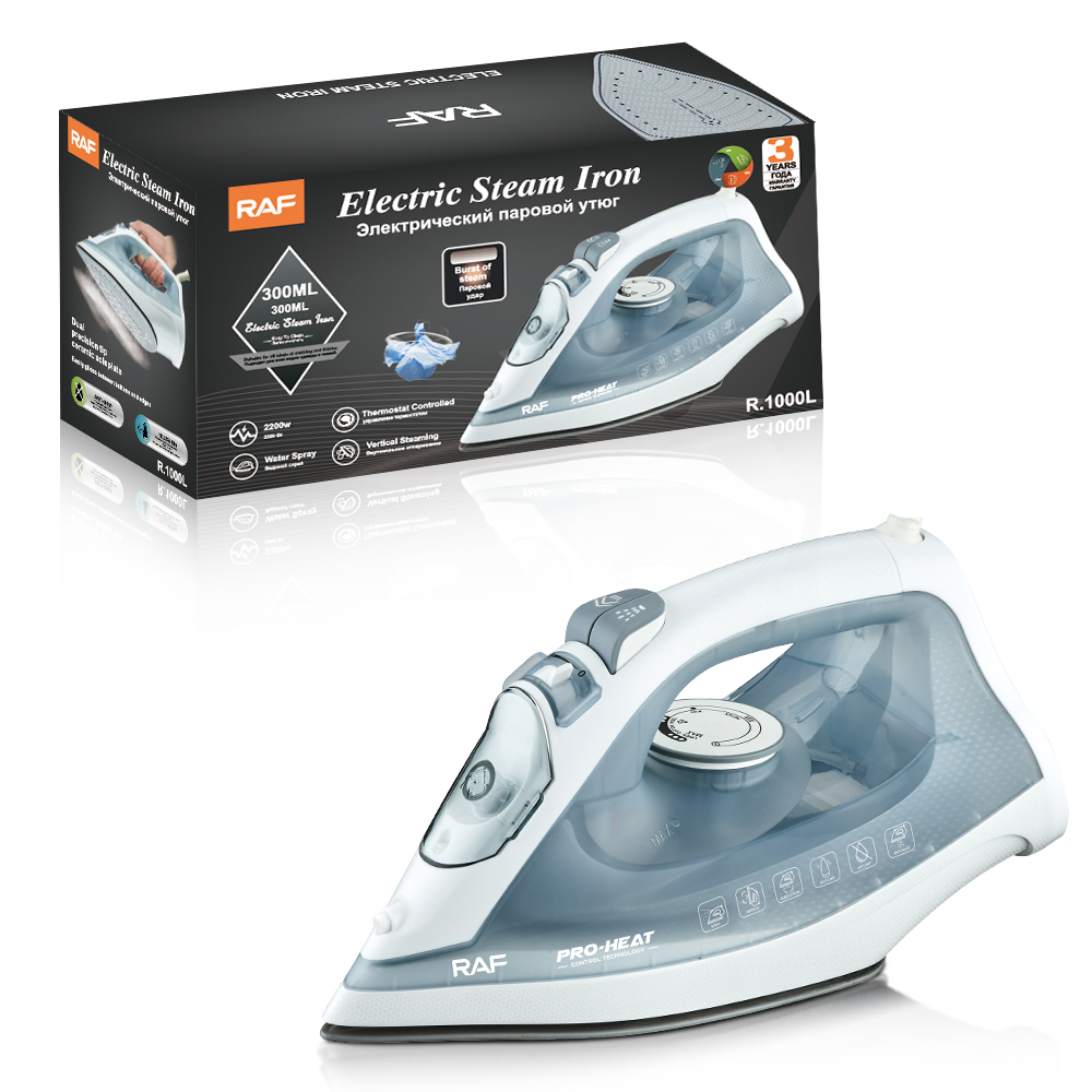 RAF European Standard cross-border household steam iron 0.3L handheld hanging electric iron with wire, dry and wet dual-purpose 2200W Application Scenario