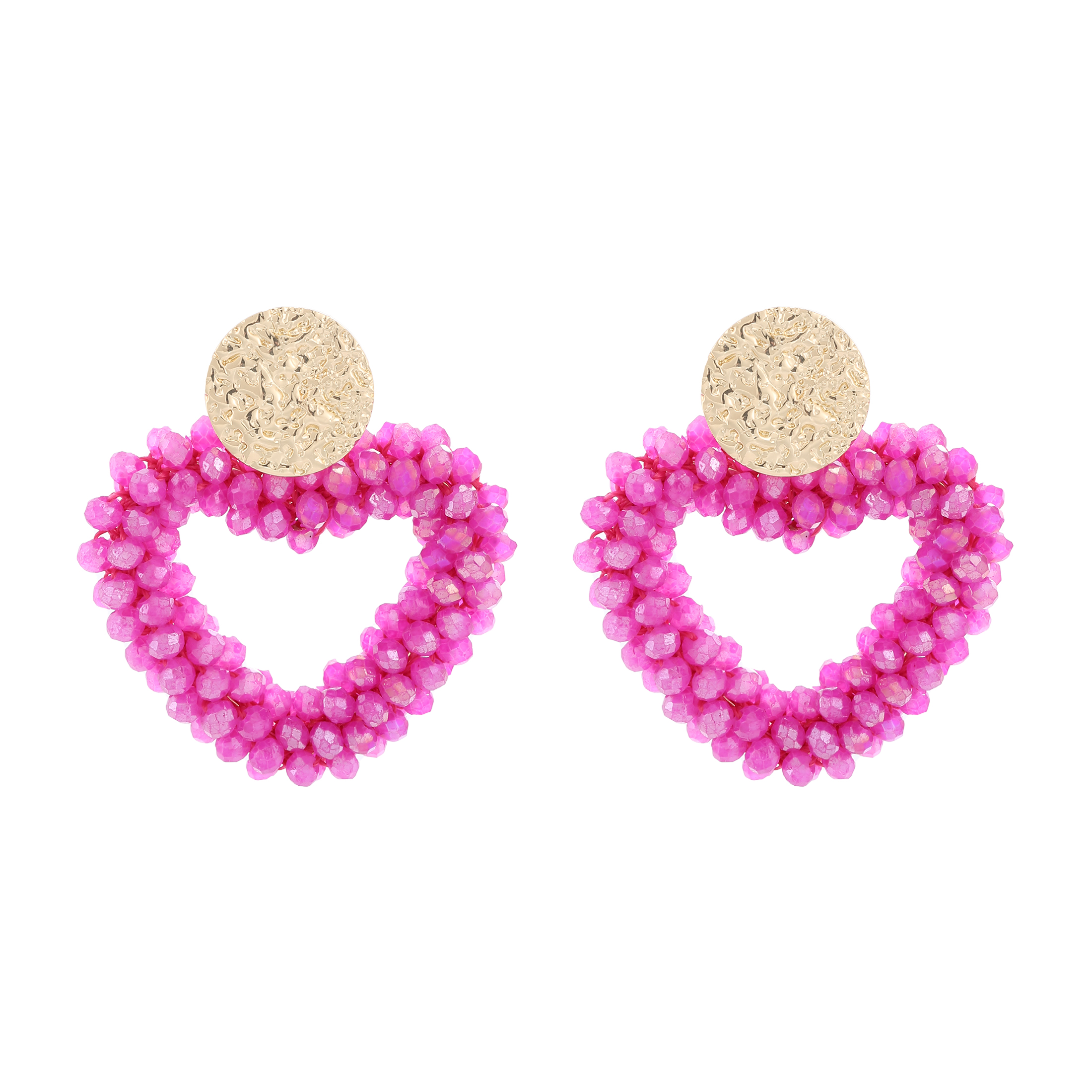 时尚水晶珠子手工编织耳环夸张耳饰多种颜色饰品饰品耳环耳饰爱心形