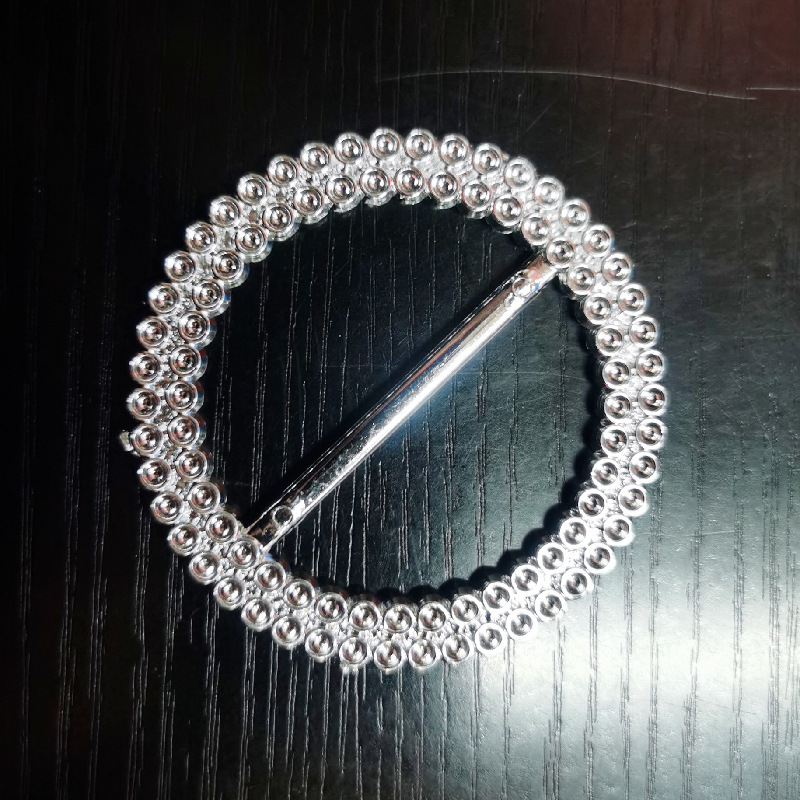 厂家直销婚庆装饰扣塑料三挡扣圆形双排仿钻电镀银色纽扣现货