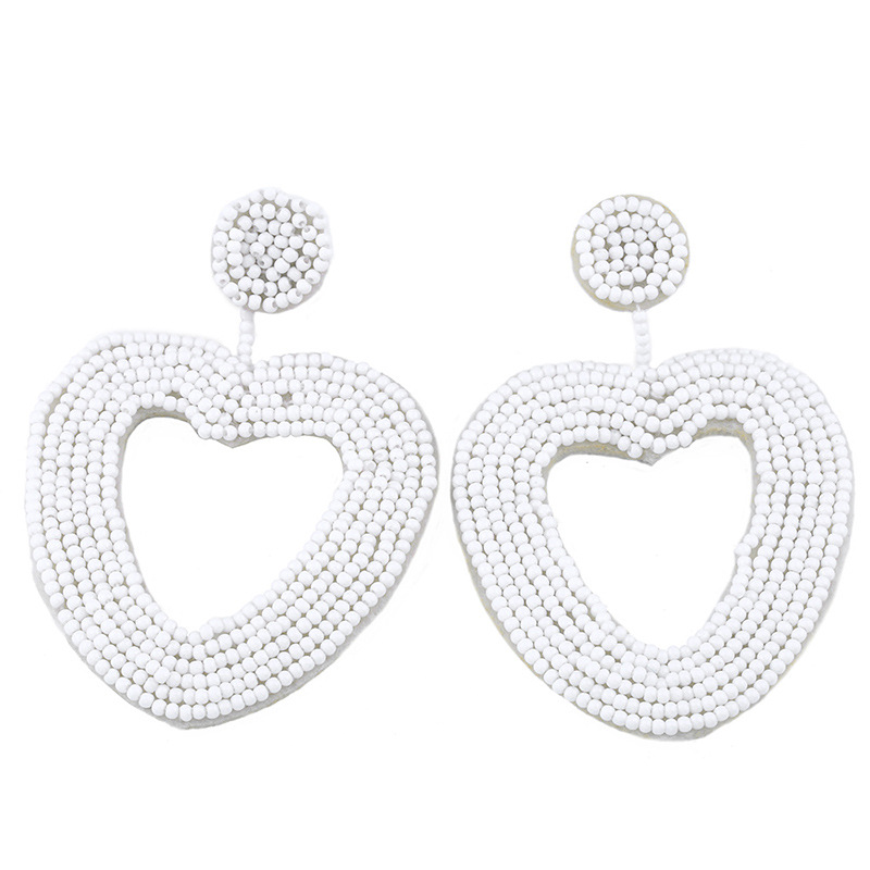 时尚水晶珠子手工编织耳环夸张耳饰多种颜色耳环耳饰爱心形白底实物图