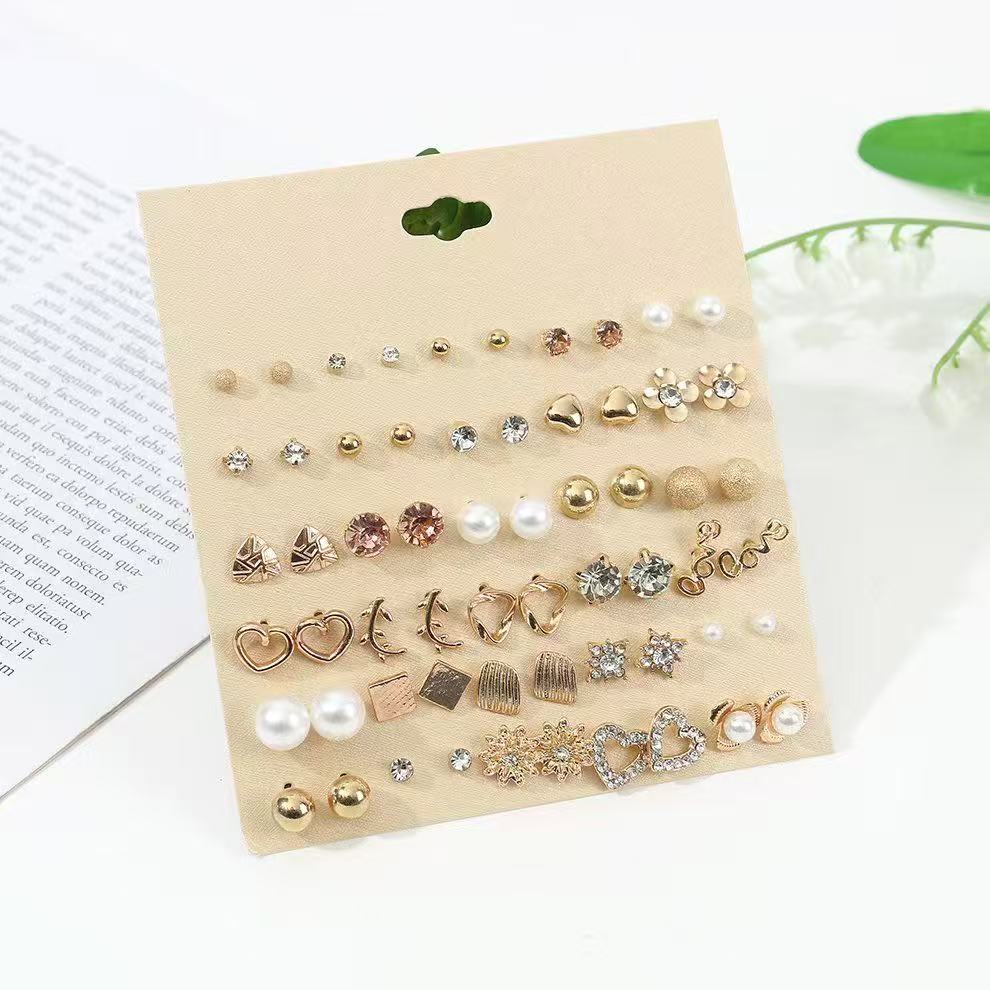 A cross-border bestseller of 30 pairs of earrings from Europe and America, including a set of multiple pairs of bow, flower, starfish and butterfly stud earrings details Picture