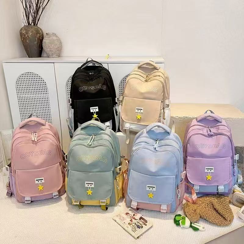 Fashionable and trendy women's bags for junior and senior high school students, large-capacity travel backpacks, waterproof and wear-resistant student schoolbags Specification drawing