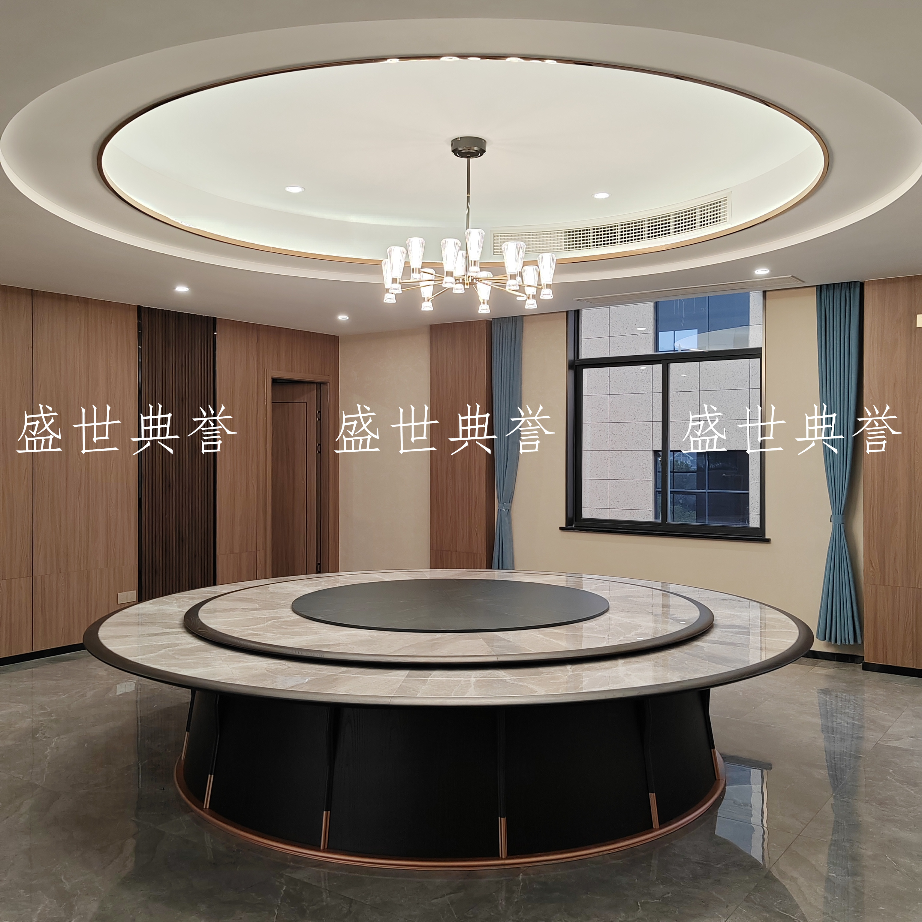 佛山厂家直销电动餐桌椅国际酒店现代轻奢大圆桌会所20人电动餐桌