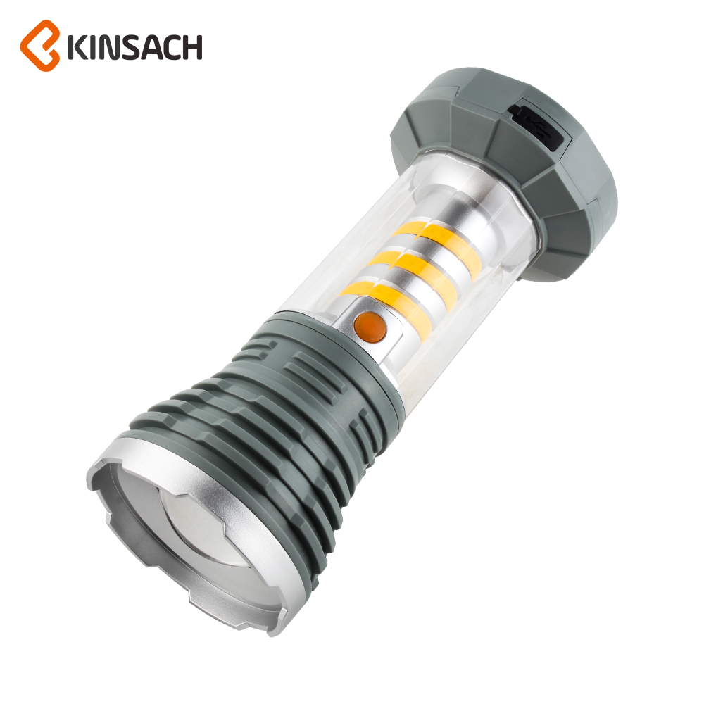 KINSACH星之源type-c太阳能充电白激光带磁铁挂钩塑料手电筒