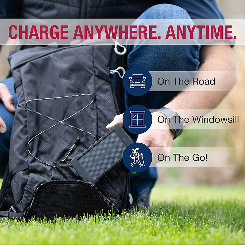 Customized logo for cross-border Amazon outdoor waterproof solar wireless power bank with built-in compass power bank full figure