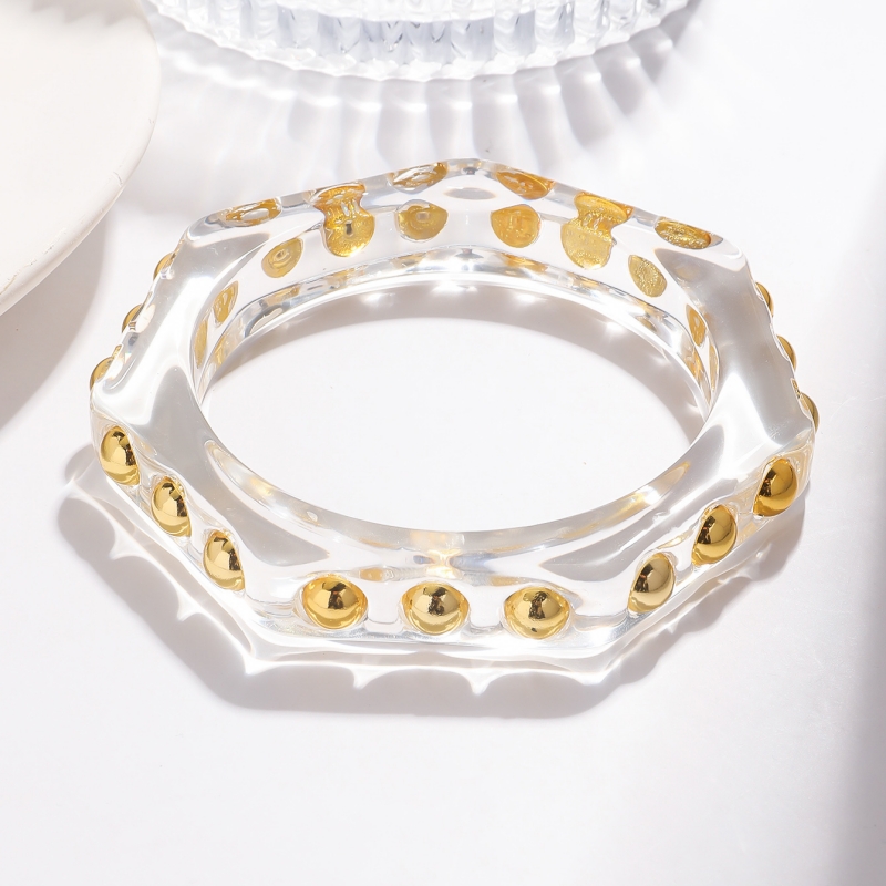 1个嘻哈朋克风几何铆钉树脂手镯  详情4