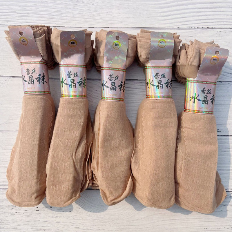 One-piece consignment for women's cotton-soled steel stockings, facial masks, crystal transparent anti-slip extended stockings, velvet stockings wholesale Item Picture
