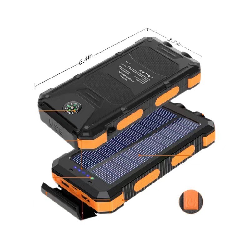 Cross-Border Wholesale And Export Of Outdoor Waterproof Solar Power Banks With A Capacity Of 20,000Mah, Camping Lamps, Compasses And Power Banks Application Scenario