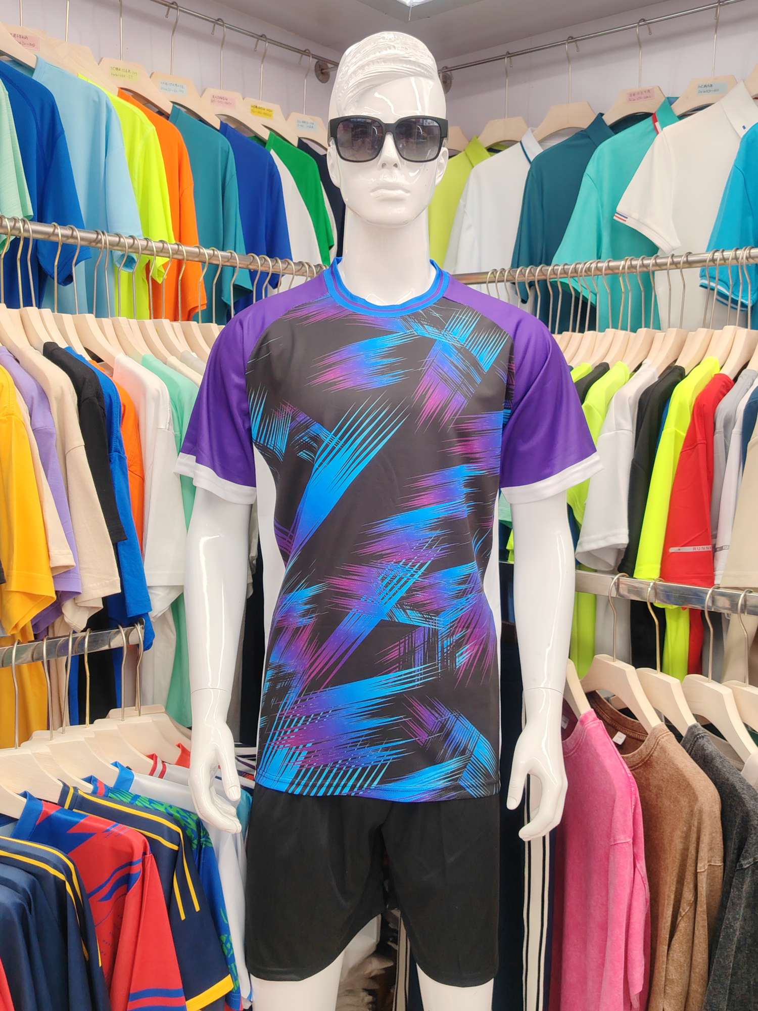 Cross-border sportswear, high-grade mesh breathable fabric, full-body printed sportswear, breathable and sweat-absorbing professional sports outdoor training sportswear, high-elasticity breathable and comfortable sportswear customization FG1612-16 detail image 1