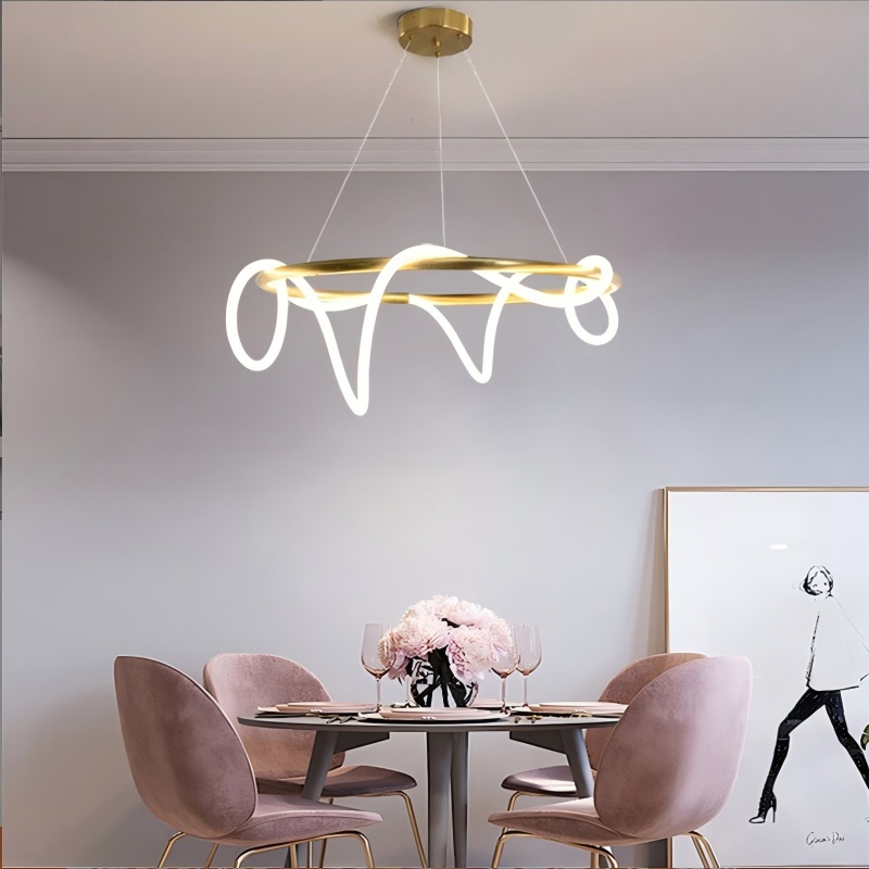 Postmodern restaurant, long chandelier, creative hose, art bar counter, designer, coffee shop, art lights, notes