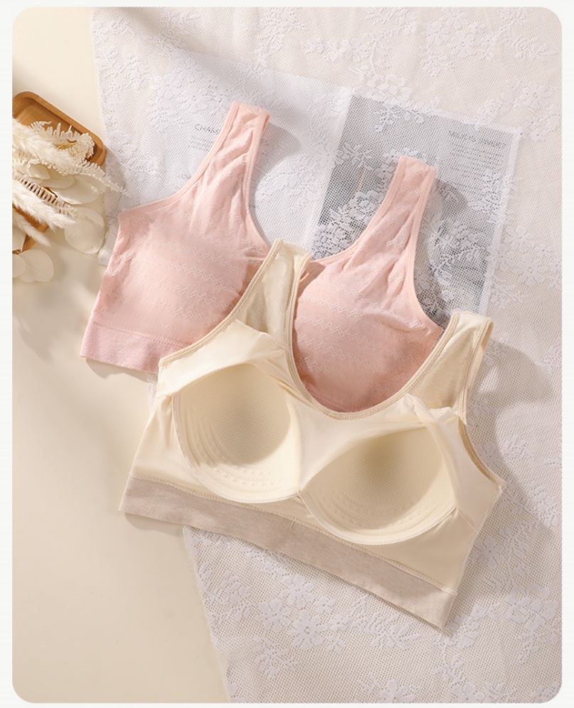 Seamless wide-shoulder, large-sized, chubby, one-piece fixed cup, large-chest and petite vest bra for middle-aged and elderly mothers Specification image