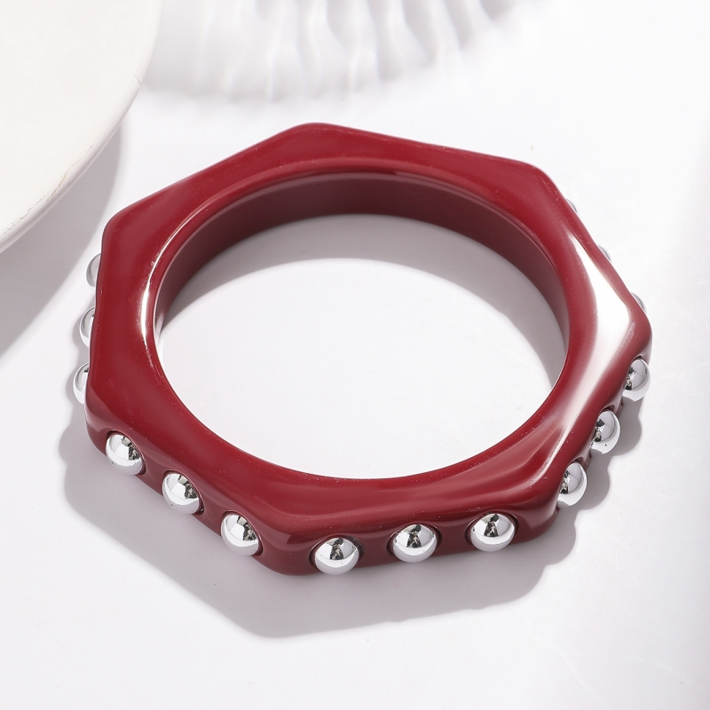 1个嘻哈朋克风几何铆钉树脂手镯  详情3