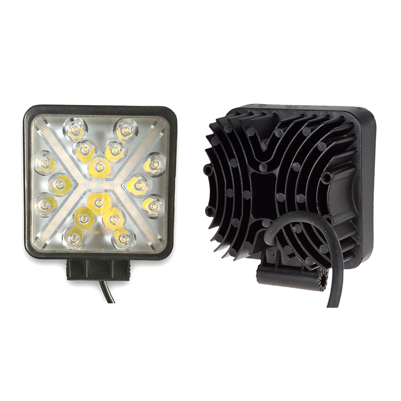 4-inch 48W LED work light, square car and truck front bumper headlight, yellow X-shaped dual-color light, 12V and 24V universal Specification drawing