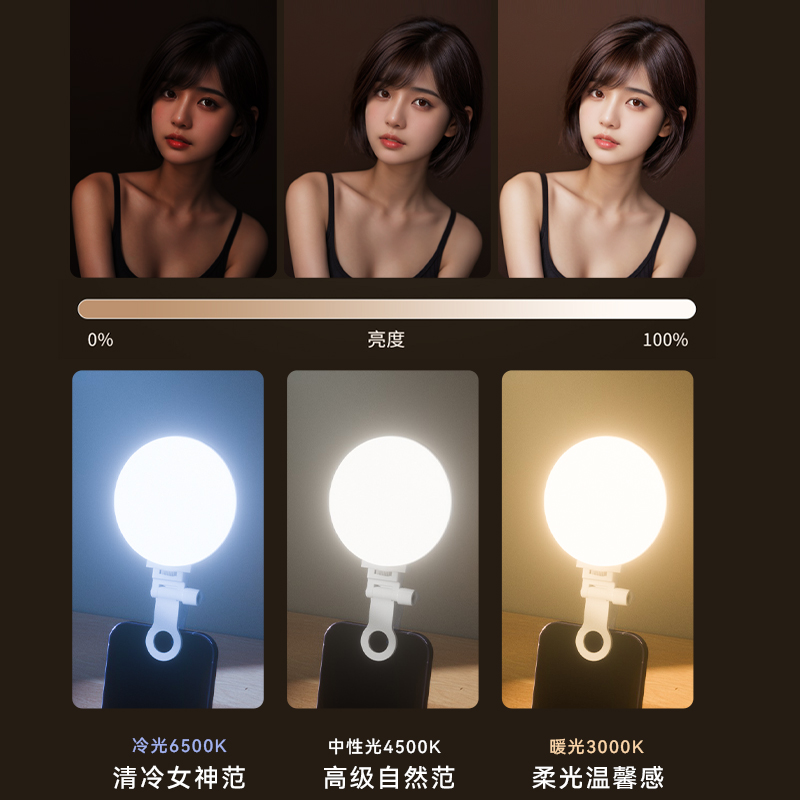 手机补光灯/ringlight/直播设备补光灯/补光灯/柔光灯直播白底实物图