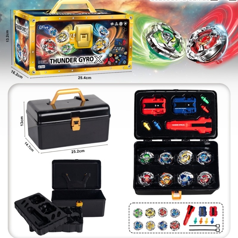 Niños puzzle toys divertido competitivo multijugador contra 8 giroscopios + doble tirador lanzador + solo tirador lanzador + flecha tipo lanzador + bidireccional tirador de cable