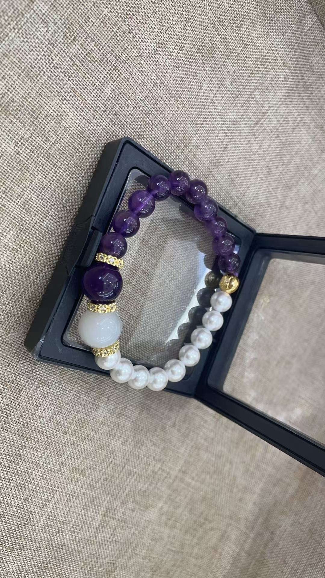 九新中式复古简约国风天然白水晶手串玛瑙狐狸手链