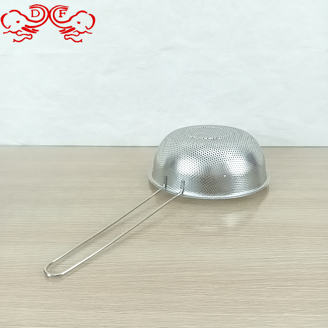 DF99288 stainless steel perforated basket, draining basket, single-handle rice-washing basket, draining basin, vegetable and fruit washing basket, rice-washing sieve, DF TRADINGHOUSE Specification image