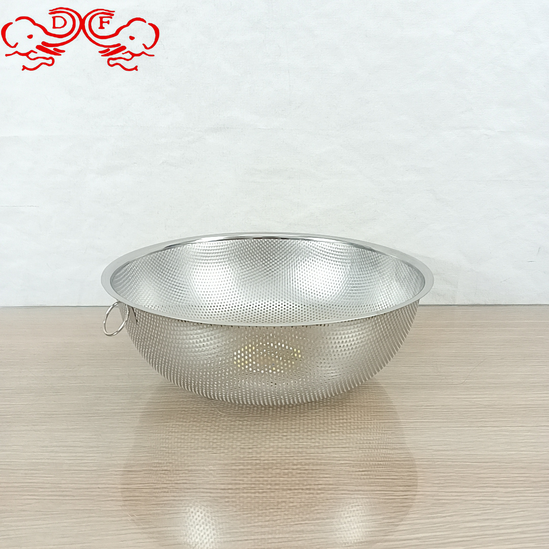 DF99288 stainless steel draining basket, vegetable washing basin, leaky basin, household kitchen, rice washing basin, rice washing sieve, vegetable washing basket, DF TRADINGHOUSE