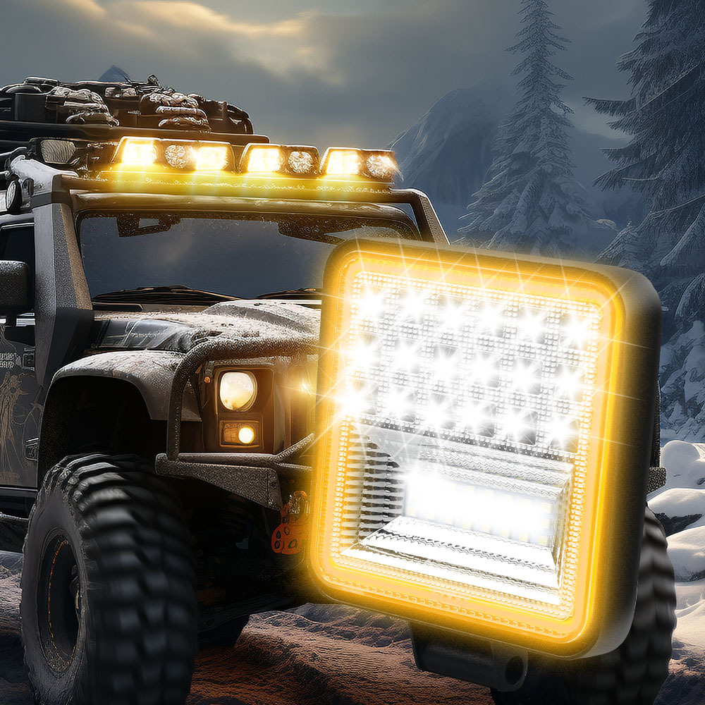 LED truck spotlights with ultra-bright and strong diffused light, 12 volts and 24 volts, universal headlight for forklifts, excavators and harvesters Specification drawing
