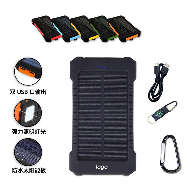 Customized logo for cross-border Amazon outdoor waterproof solar wireless power bank with built-in compass power bank details Picture