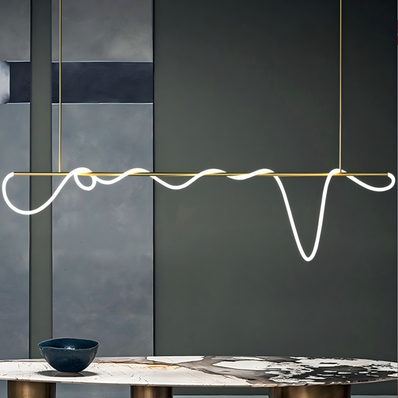 Postmodern restaurant, long chandelier, creative hose, art bar counter, designer, coffee shop, art lights, notes Specification image