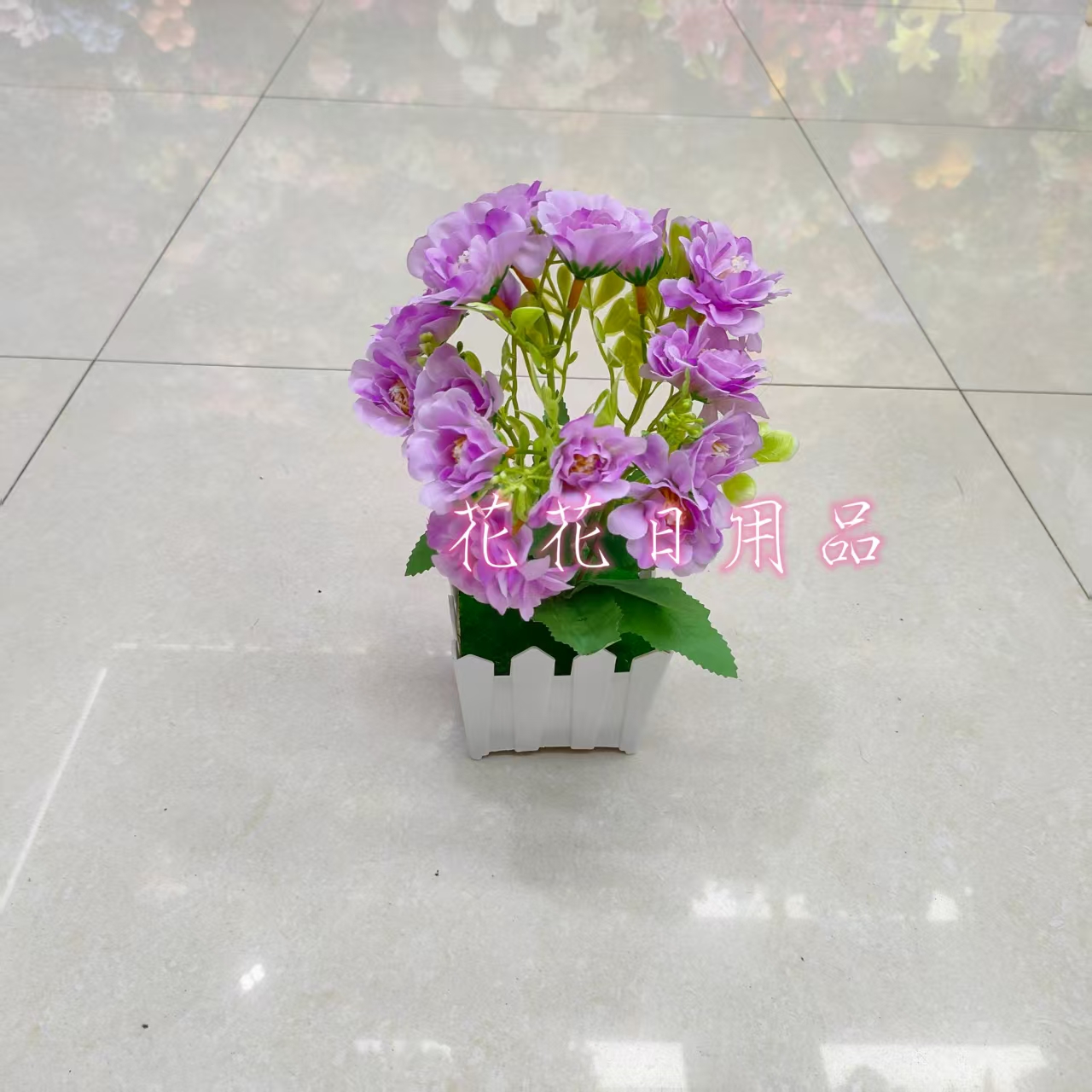 Artificial flower, fake flower bonsai, plastic pot, rose decorative item details Picture