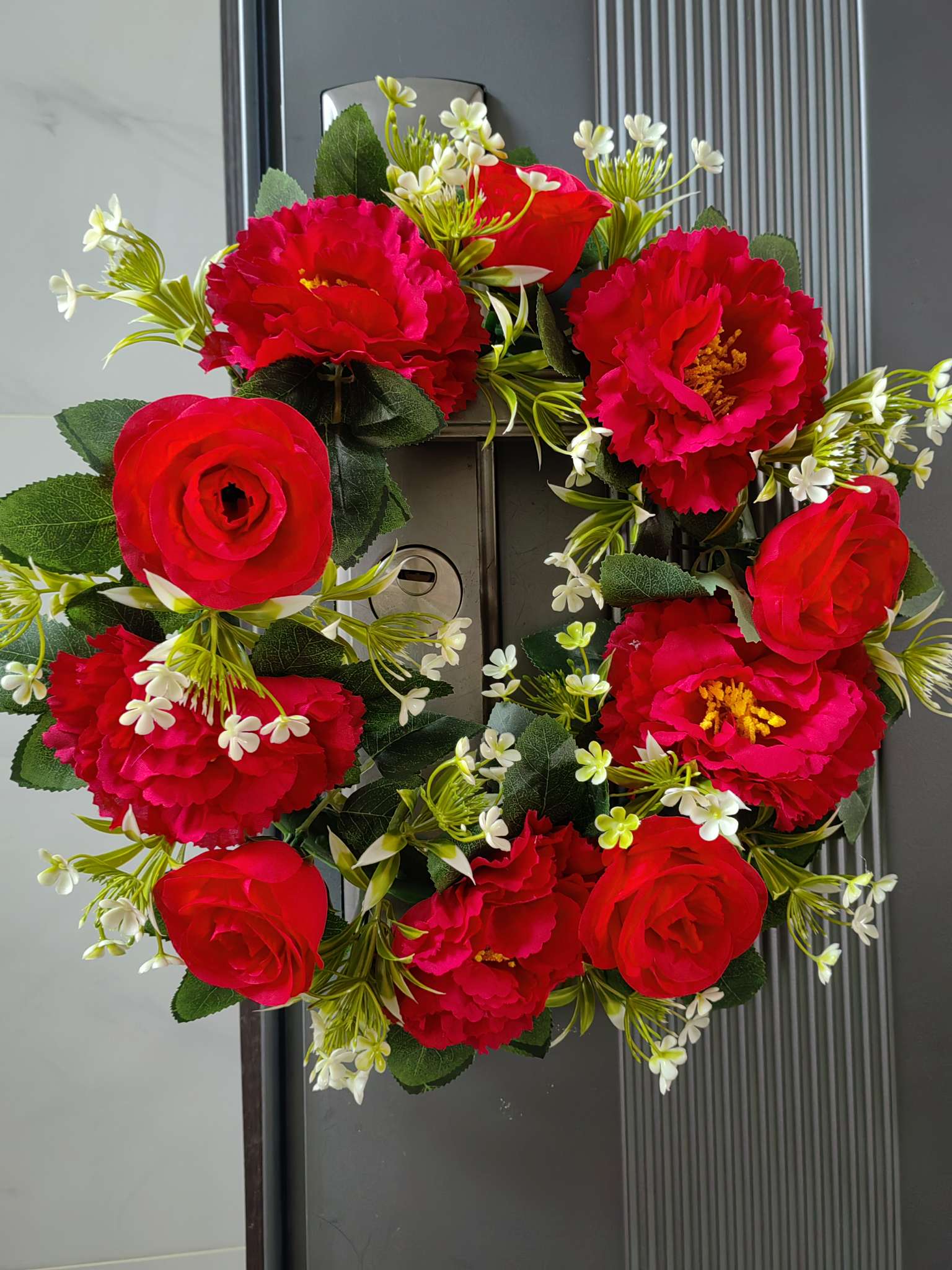 玫瑰花芙蓉花花环