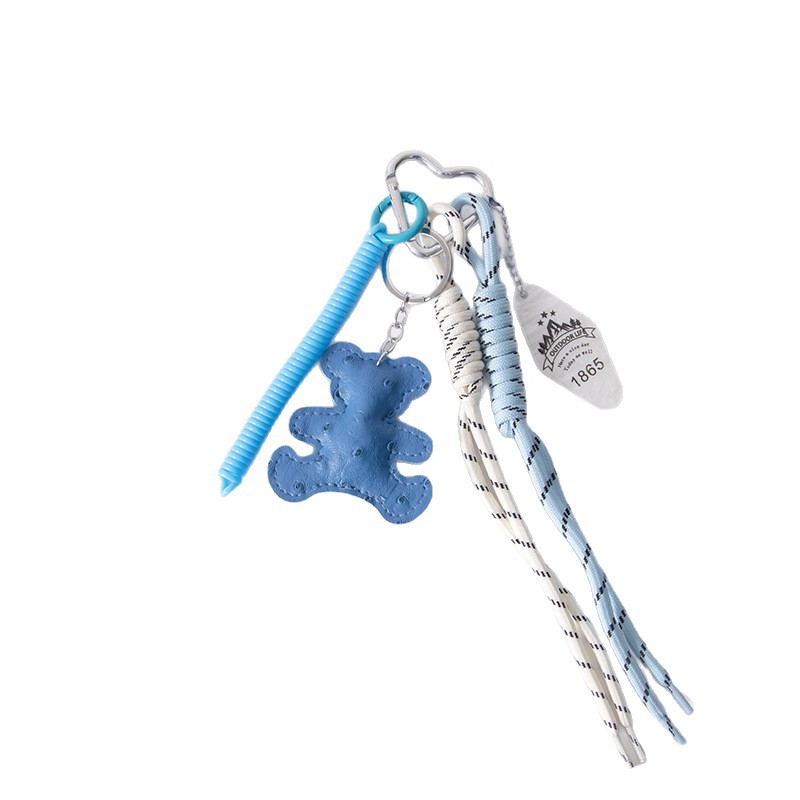New cross-border leather bear MIU series bag pendants, acrylic diamond-shaped bag pendants, woven rope keychains detail image 3