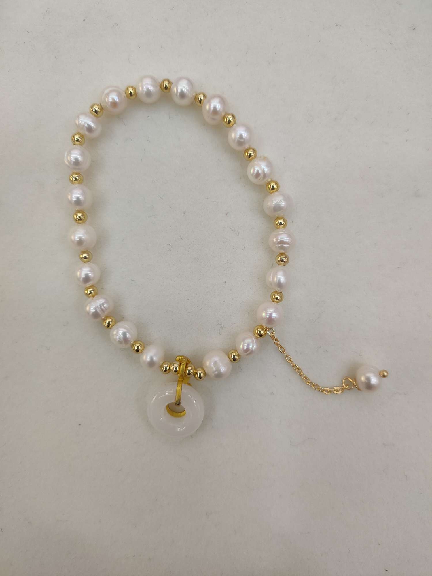 淡水珍珠加天然石吊坠手链