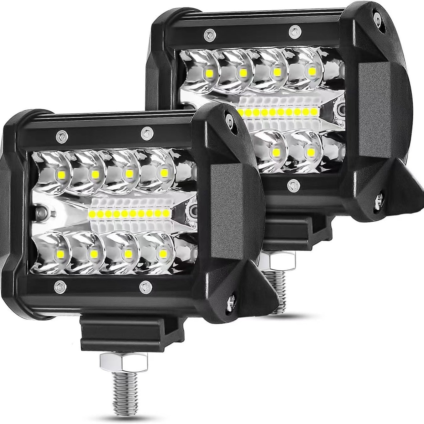 General three-eye LED 4-inch 60W external work light and spotlight auxiliary for trucks, cars and off-road vehicles, factory direct sales full figure