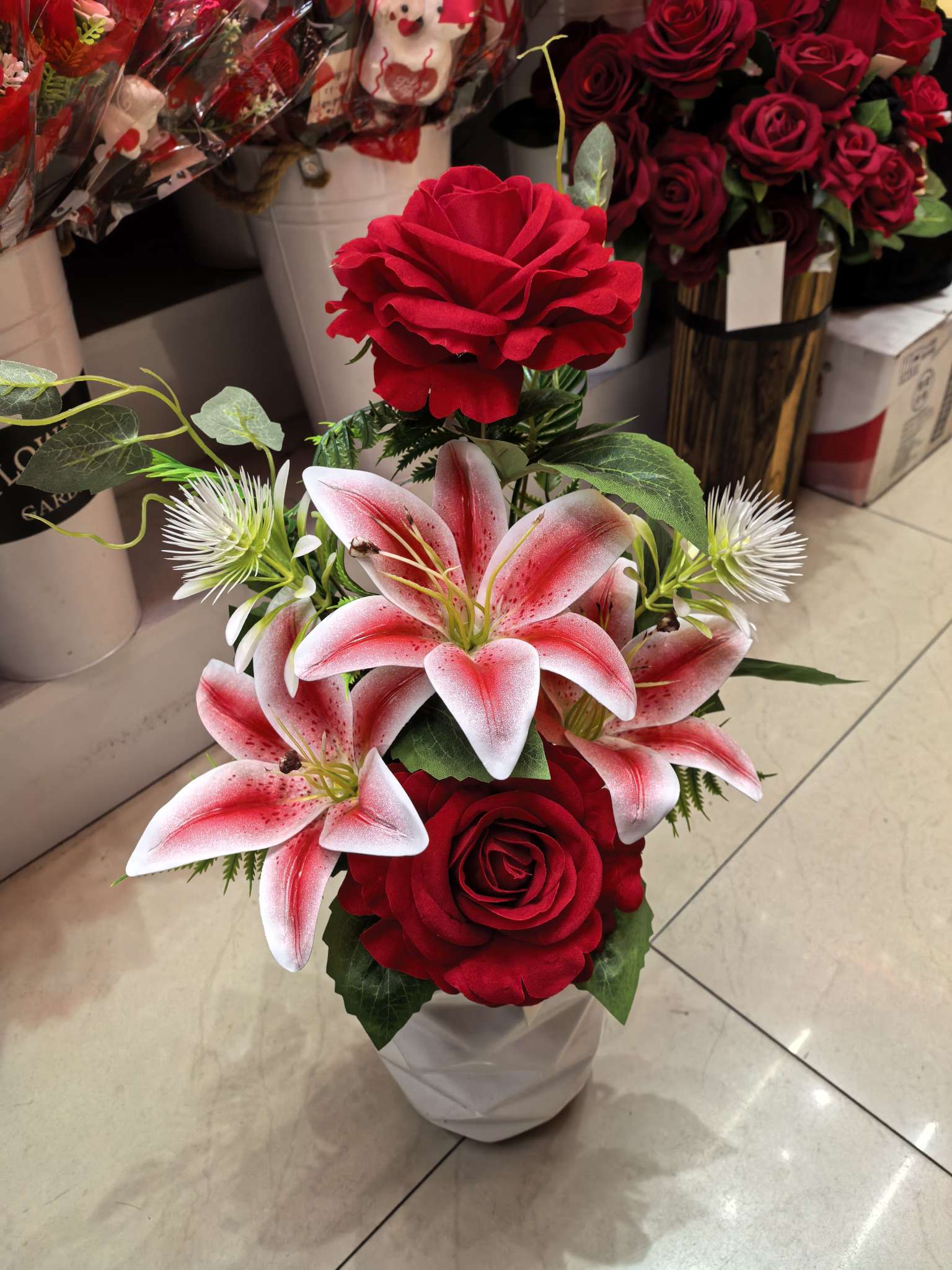 绒布玫瑰仿真玫瑰花玫瑰百合家居装饰婚礼布置人造花假花批发 
