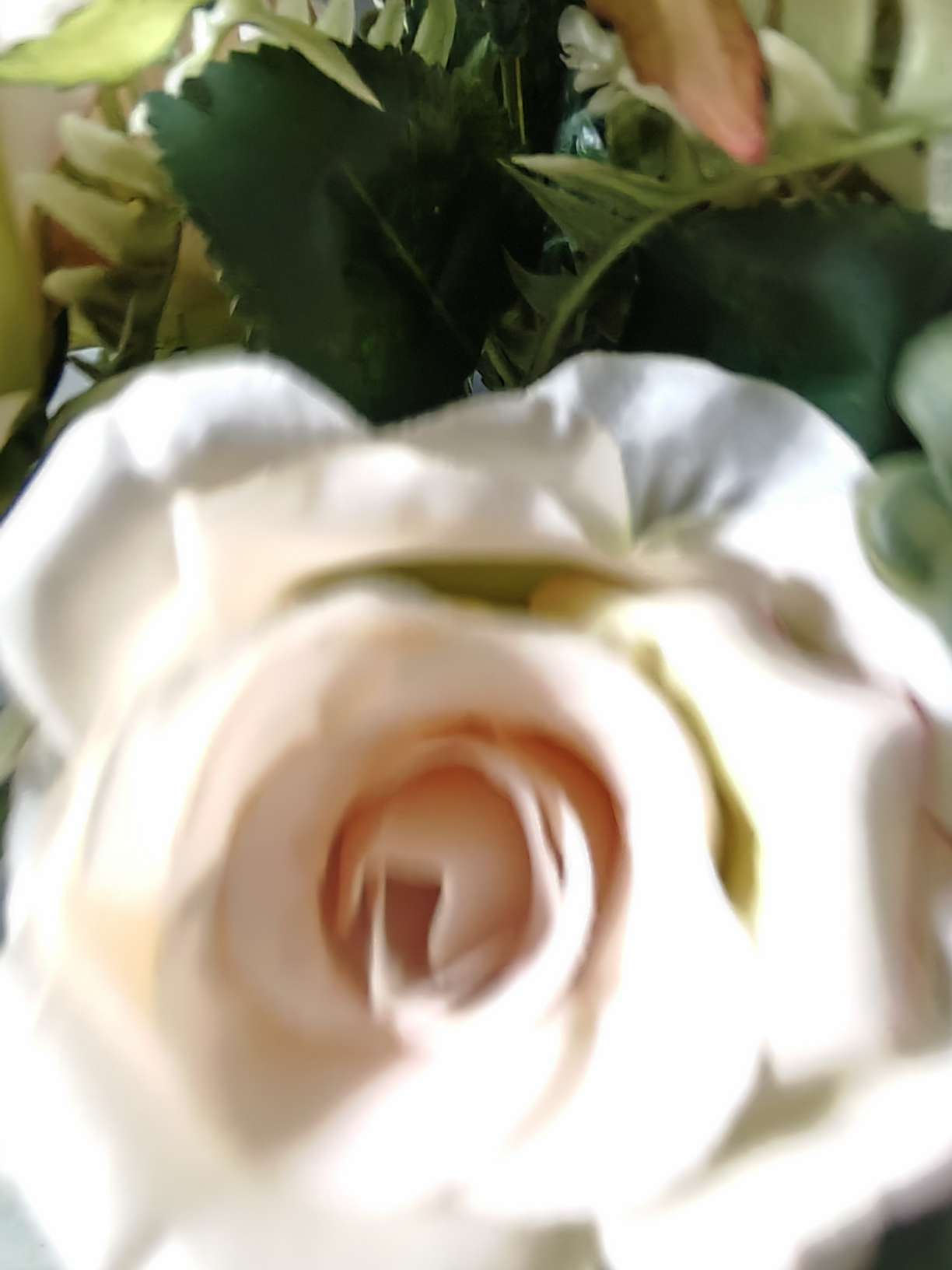 A bouquet of large roses and eucalyptus leaves detail image 3