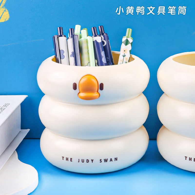 M80-6612 Creative and cute duck-shaped pen holder plastic student desktop high appearance level pen barrel Office storage box stationery Specification image