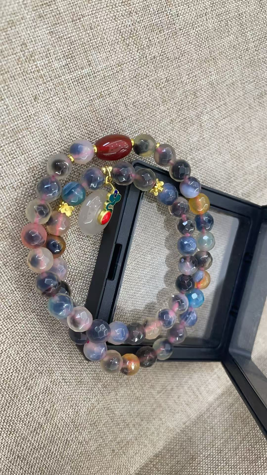 香积流通处半糖香灰手串粉色溏心玛瑙平安扣蜜桃闺蜜桃花手链