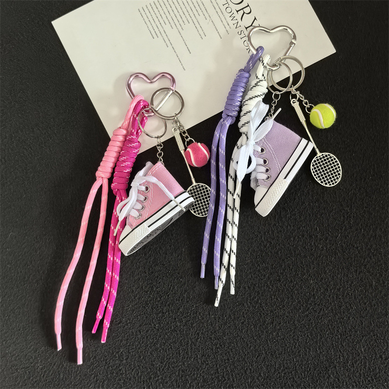 Baseball, tennis cart, keychain, niche creative miu series cute pendants, couple schoolbags, lanyards and accessories wholesale Specification image