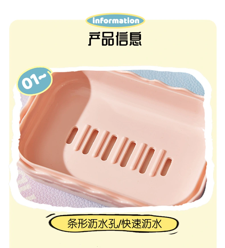 J06-7022 Double-layer draining soap box, creative polka dot soap box for student dormitory. Carry the lid soap box when traveling on business detail image 5