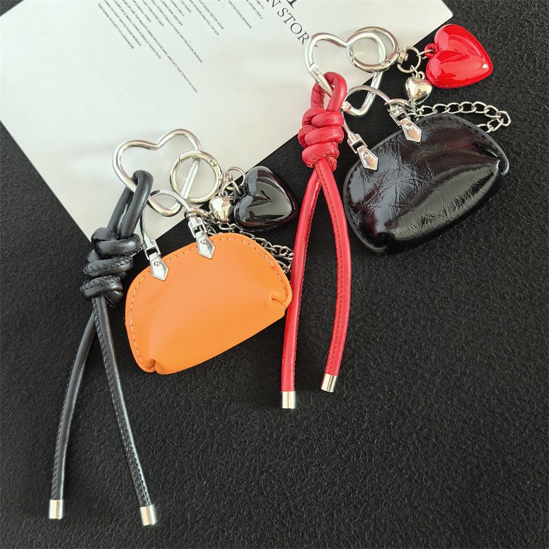 Wholesale of niche pu leather ins keychains, exquisite pendants, bags, cute gifts, accessories, best friend and couple car pendants detail image 3