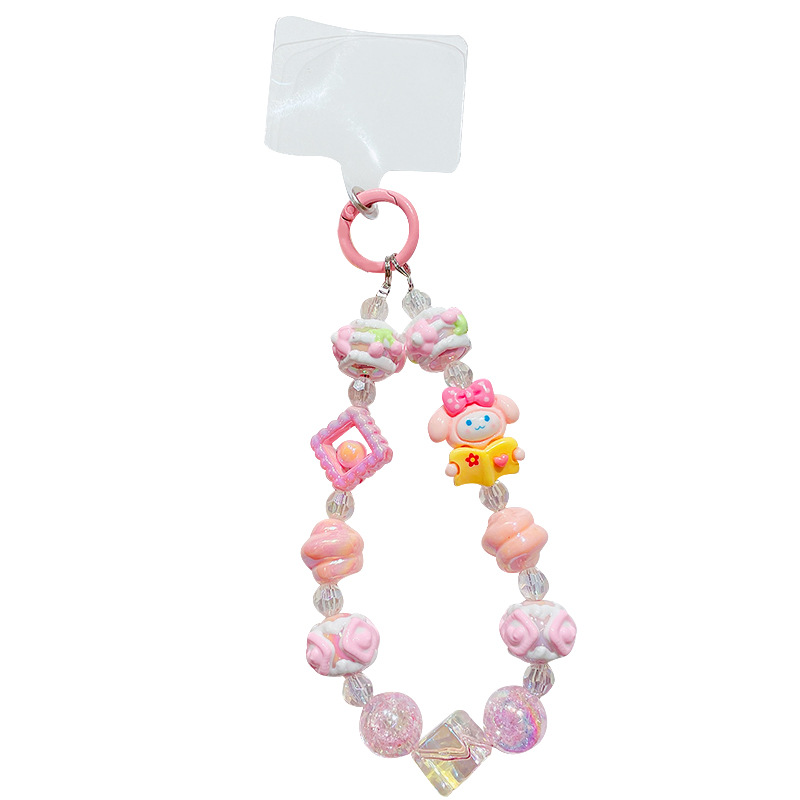 卡通三丽鸥库洛米串珠手机链钥匙扣挂号四情侣书包钥匙链挂件小礼 手机链女短款时尚详情图2