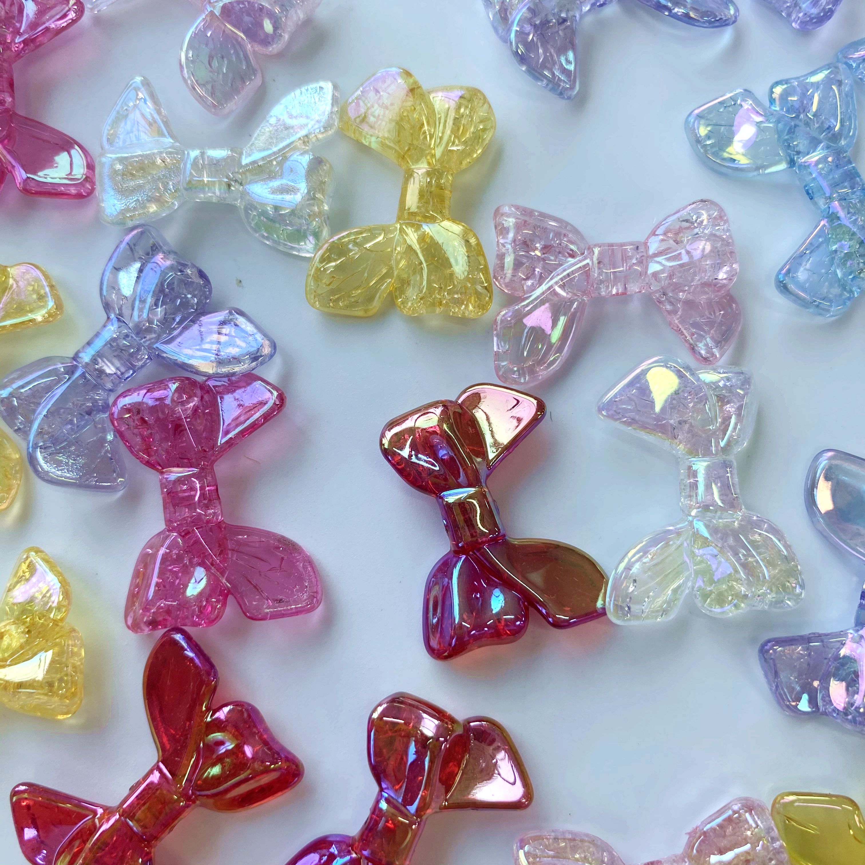 亚克力uv透明透明裂纹蝴蝶结创意diy手机挂链/挂饰钥匙链饰品配件制作材料