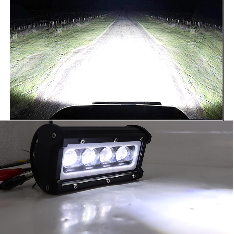 Universal 4-bead led work light for automobiles and trucks, with aperture lens, white and yellow dual-color, electric vehicle and motorcycle work light Item Picture