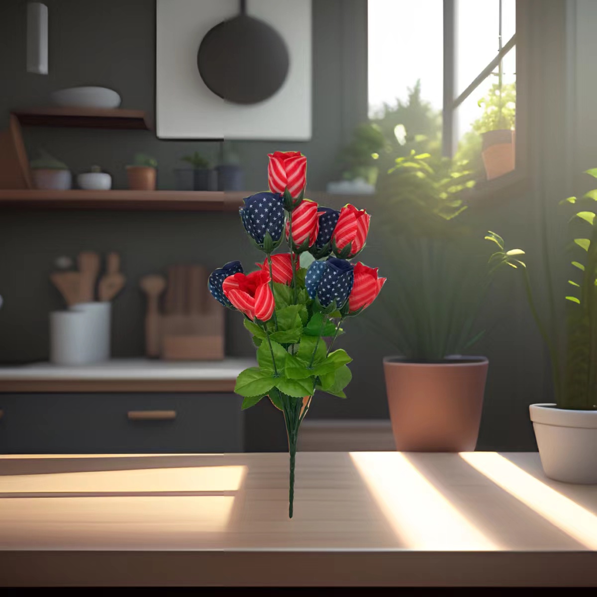 肥皂花/洋牡丹花头/黄白菊/假花/毛线制做玫瑰花头产品图