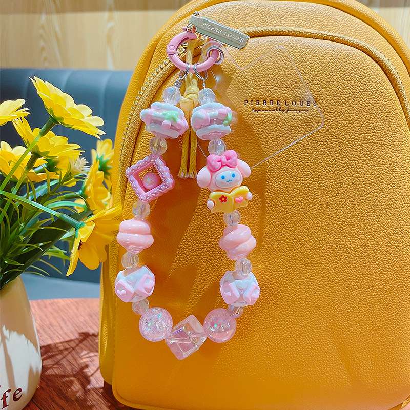 卡通三丽鸥库洛米串珠手机链钥匙扣挂号四情侣书包钥匙链挂件小礼 手机链女短款时尚详情图4