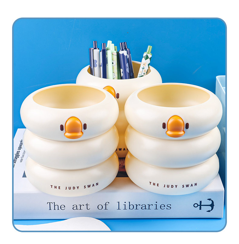 M80-6612 Creative and cute duck-shaped pen holder plastic student desktop high appearance level pen barrel Office storage box stationery detail image 1