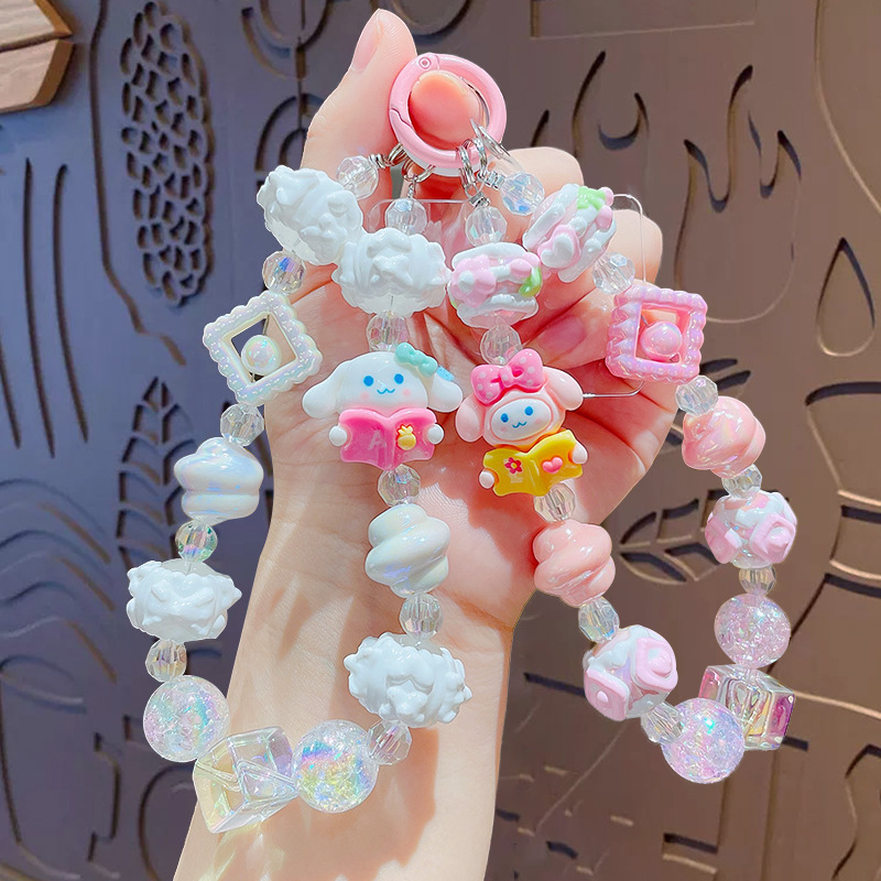 卡通三丽鸥库洛米串珠手机链钥匙扣挂号四情侣书包钥匙链挂件小礼 手机链女短款时尚详情图2