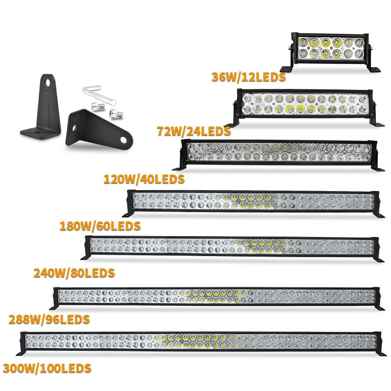 Double-row LED long strip lights, 36W, 120W, 180W, car off-road vehicle roof lights, 24V truck front bumper lights, and mesh lights full figure