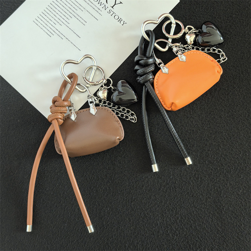 Wholesale of niche pu leather ins keychains, exquisite pendants, bags, cute gifts, accessories, best friend and couple car pendants detail image 2