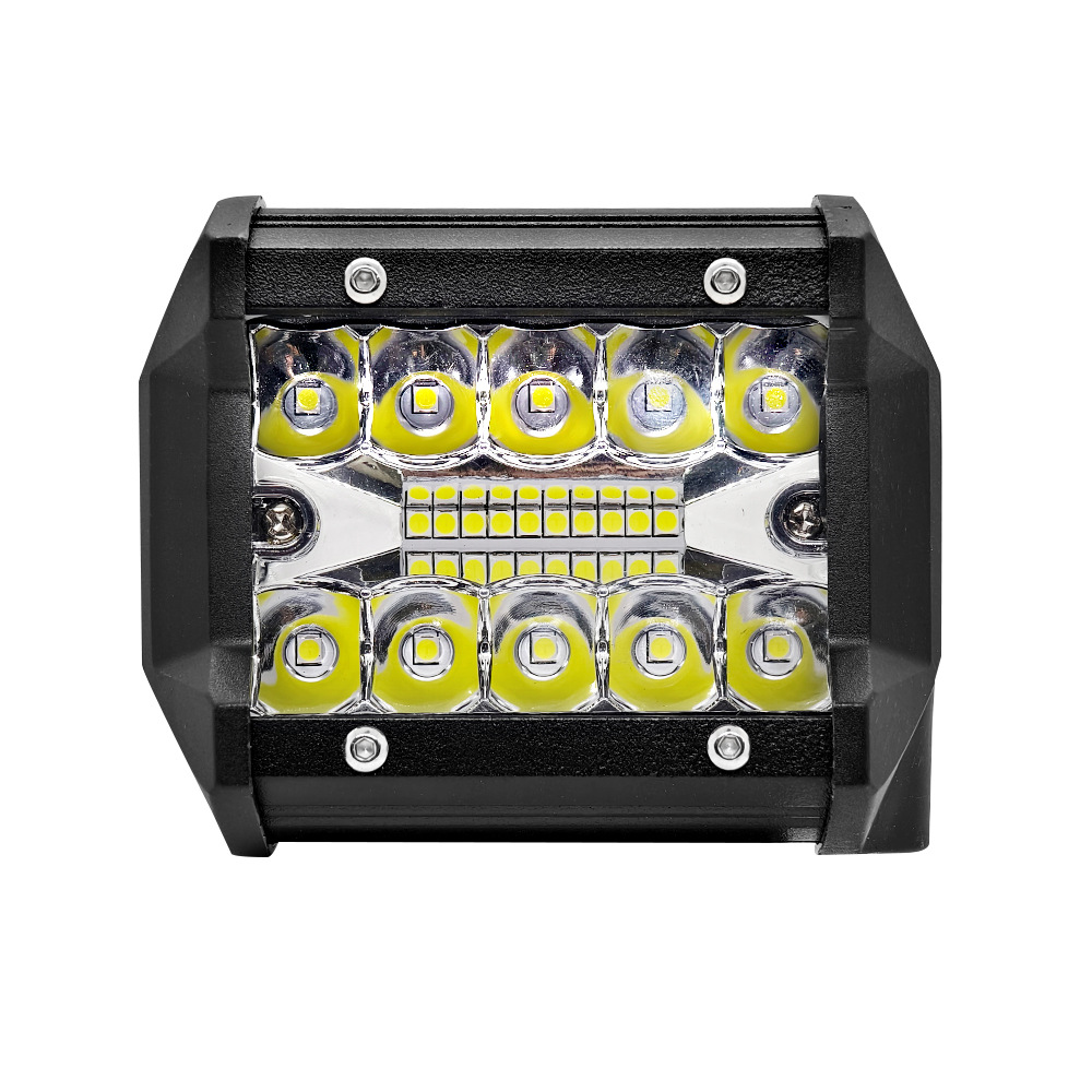 General three-eye LED 4-inch 60W external work light and spotlight auxiliary for trucks, cars and off-road vehicles, factory direct sales Specification drawing