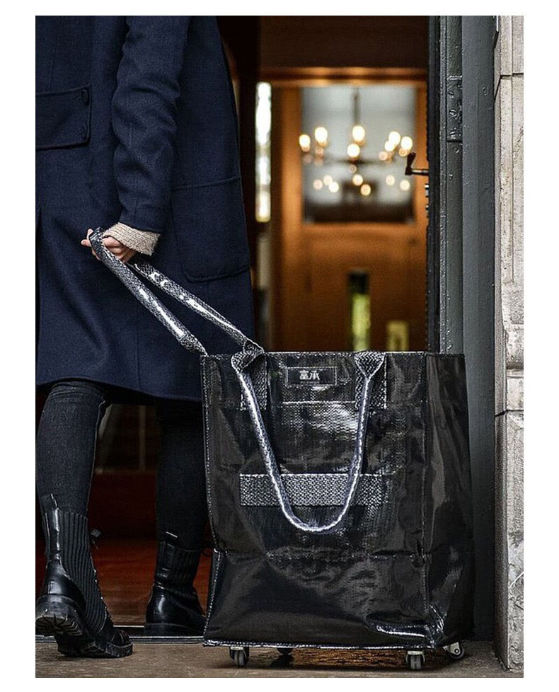 Roller-type shopping bags, long hand-held folding storage bags, tugboat luggage travel shopping bags Item Picture