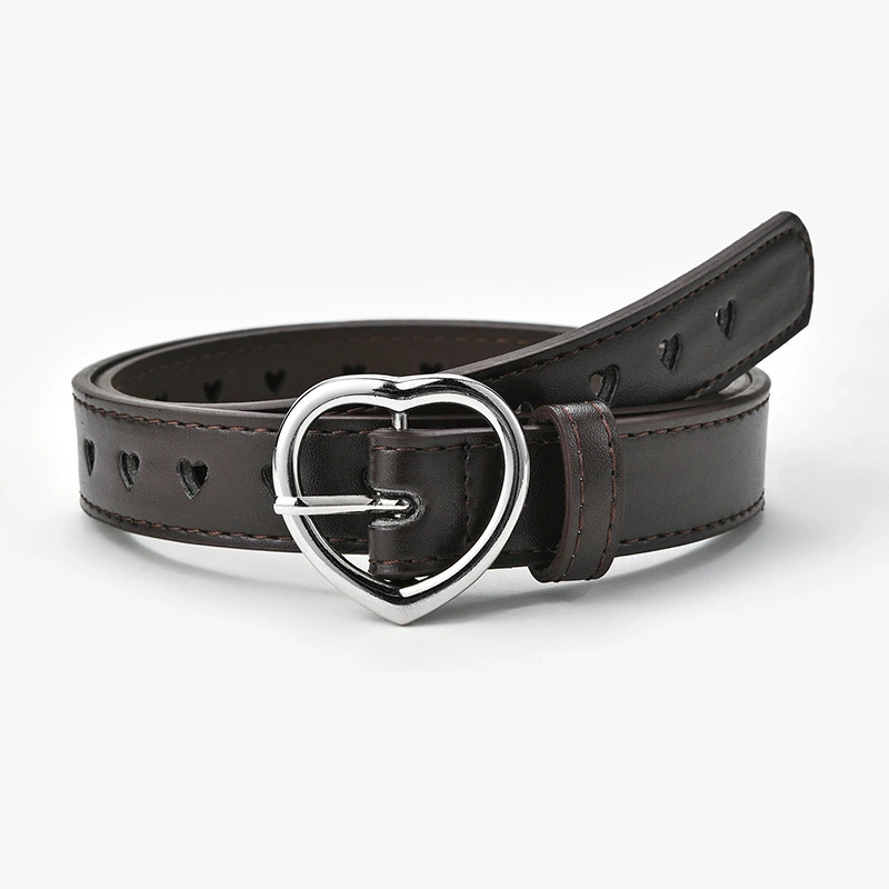 A cute heart-shaped thin belt for women and children, paired with jeans and a stylish decorative belt for women details Picture