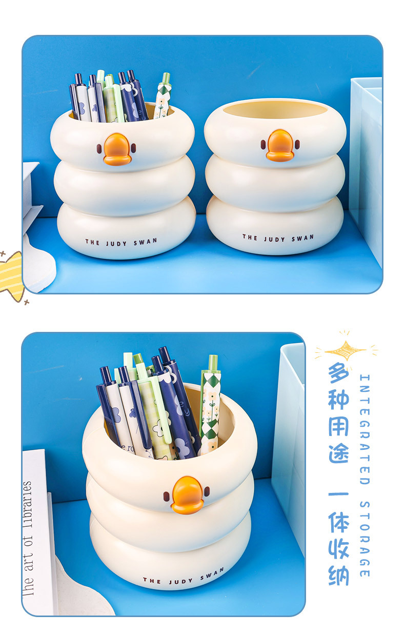M80-6612 Creative and cute duck-shaped pen holder plastic student desktop high appearance level pen barrel Office storage box stationery detail image 2